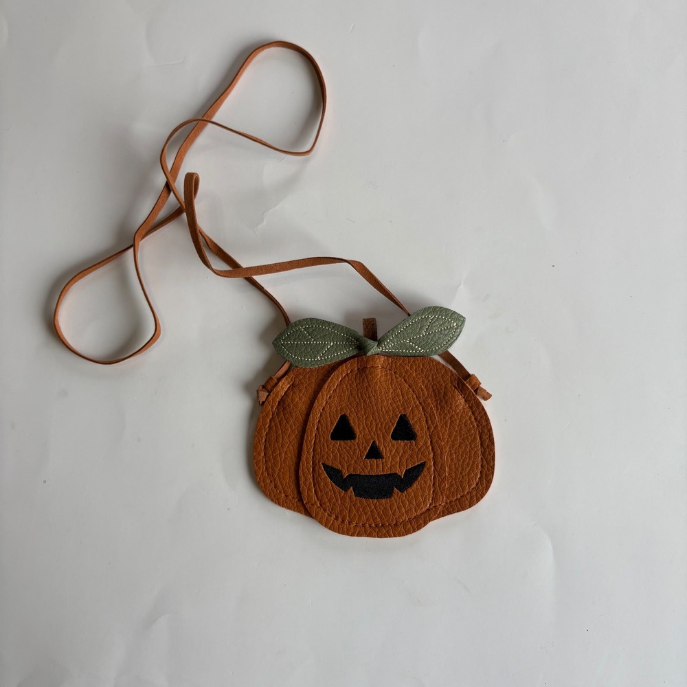 Kids Pumpkin Purse Halloween Fall Costume Party Crossbody Bag Faux Leather NEW